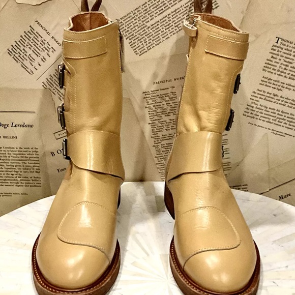 Free People We The Free Dusty Buckle Boot 2 Tone Tan Natural Leather - Picture 3 of 8